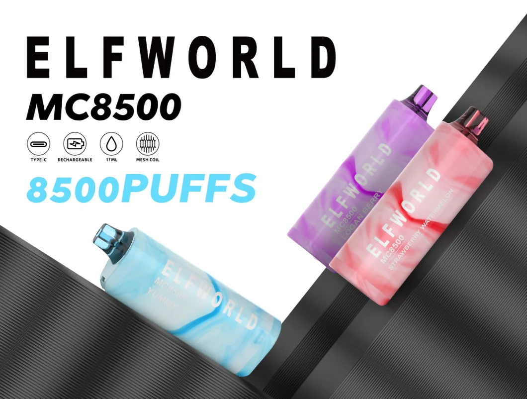 Wholesale Original Brand Elfworld Mc 8500 Puffs Disposable Vape Pen Electronic Cigarette Vapes Hot Selling in UK USA Best Taste and Nice Aromas